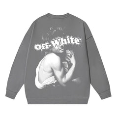 Off-White Dark Grey Classical Art Portrait Crewneck Sweatshirt