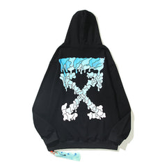 Off-White Black Blue Glacier Melt Arrow Hoodie