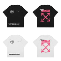 Off-White Hot Pink Arrow Cross Print Short Sleeve T-Shirt
