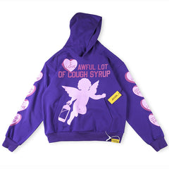 That's A Awful Lot Of Cough Syrup Angel Heart Hoodie - Purple / Light Pink