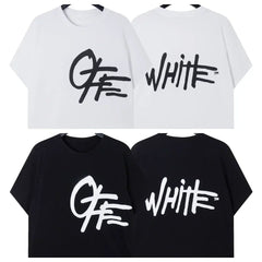 Off-White Cursive Script Arrow Logo Short Sleeve T-Shirt