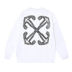 Off-White White Dense Graffiti Typography Arrow Crewneck Sweatshirt