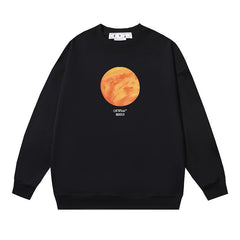 Off-White Black Orange Planet Graphic Crewneck Sweatshirt