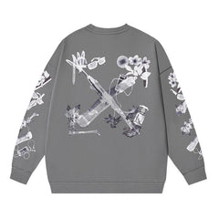 Off-White Dark Grey Punk Deconstructed Object Arrow Crewneck Sweatshirt
