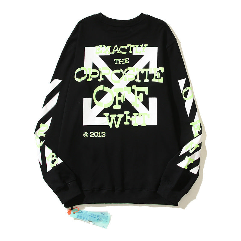 Off-White Black Neon Typography Arrow Crewneck Sweatshirt