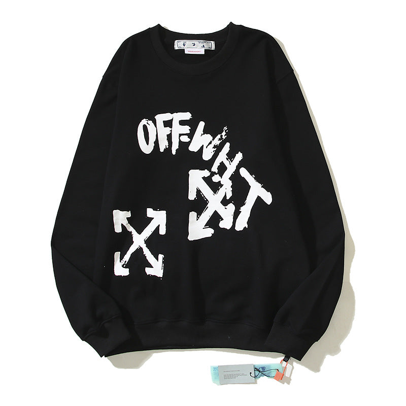 Off-White Black Graffiti Typography Multi-Arrow Crewneck Sweatshirt