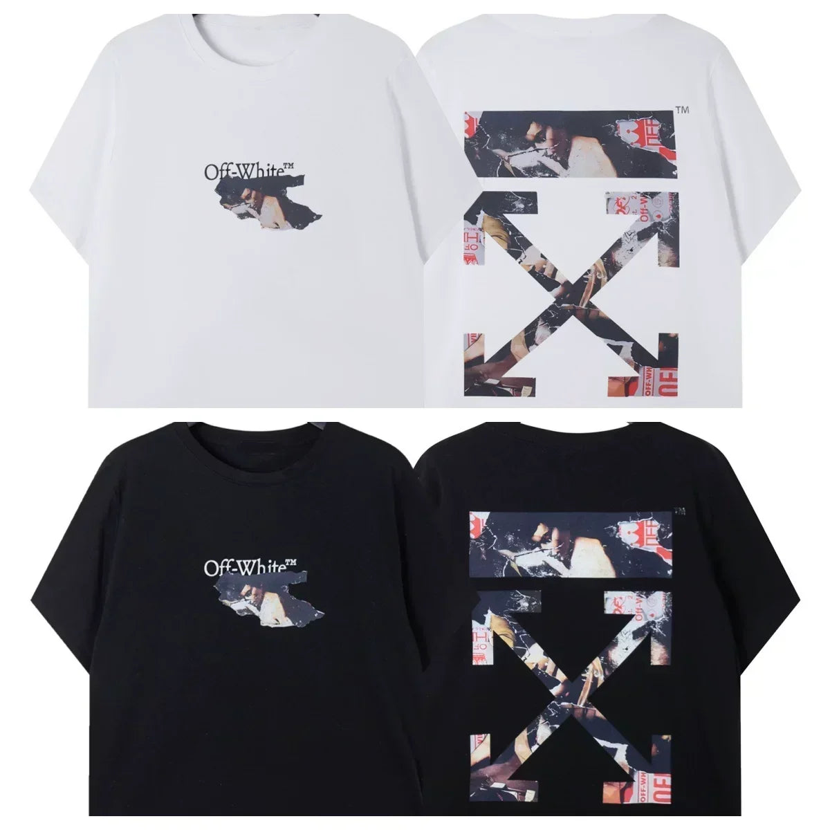 Off-White Collage Poster Arrow Cross Print Short Sleeve T-Shirt