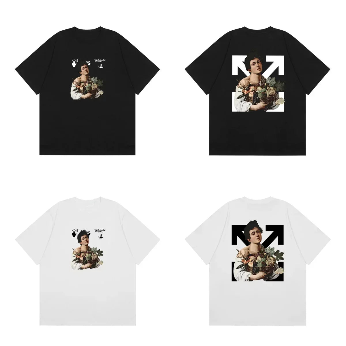 Off-White Oil Painting Figure Arrow Cross Print Short Sleeve T-Shirt