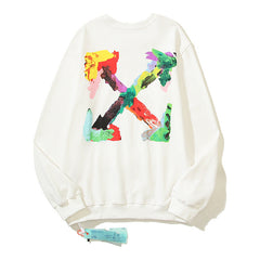 Off-White White Colorful Paint Splash Arrow Crewneck Sweatshirt