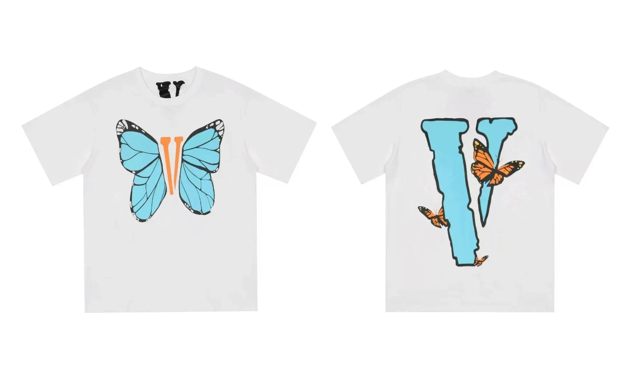 Vlone Butterfly Graphic T-Shirt - White/Blue