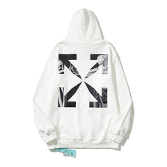 Off-White White Monochrome Abstract Silhouette Arrow Hoodie