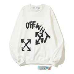 Off-White White Graffiti Typography Multi-Arrow Crewneck Sweatshirt