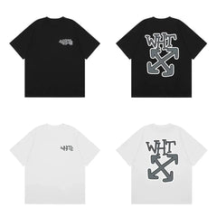 Off-White WHT Letter Grey Arrow Cross Print Short Sleeve T-Shirt