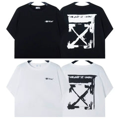 Off-White Brushstroke Arrow Cross Print Short Sleeve T-Shirt