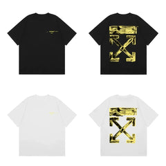 Off-White Gold Foil Arrow Cross Print Short Sleeve T-Shirt